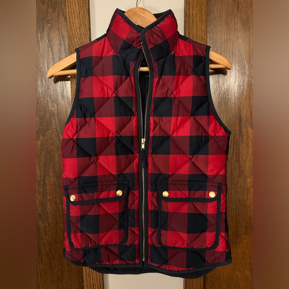JCrew Down Filled Checkered Vest in XXXS